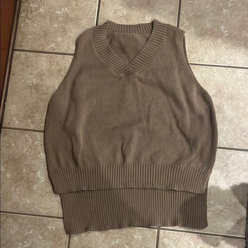 Oversized Khaki Sweater Vest